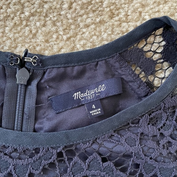 🎃Madewell Magnolia Navy Blue Lace Sheath Dress Size 4 - Picture 9 of 15